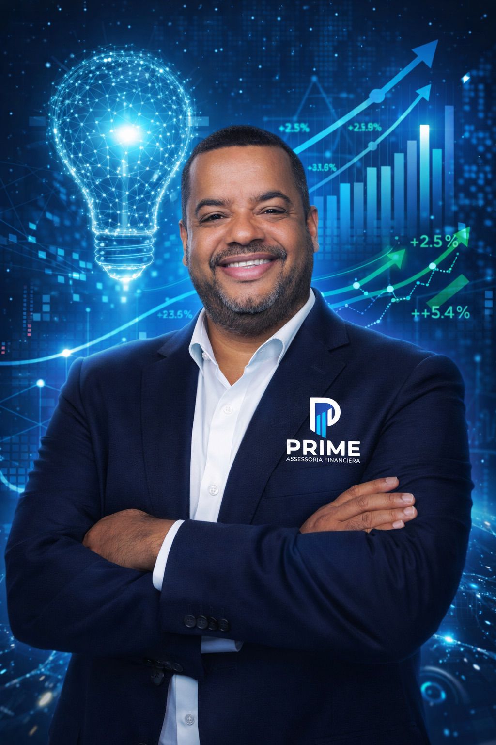 Profissional em ambiente corporativo representando atendimento consultivo da Prime